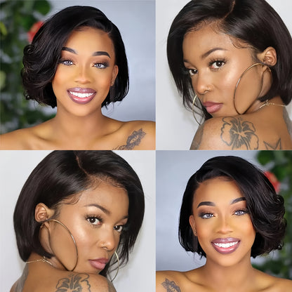 Pixie Cut Wigs Human Hair 13x4 Lace Front Straight Human Hair Wig 180% Density Wigs For Women Brazilian Pre-Plucked Natural Hairline