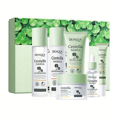 6pcs/set, Centella Asiatica Skin Care Set For Moisturizing And Cleansing Skin, All In One Combo Skin Care Gift Set, Skin-Friendly And Easy To Carry, Gift For Ladies, With High-End Gift Box