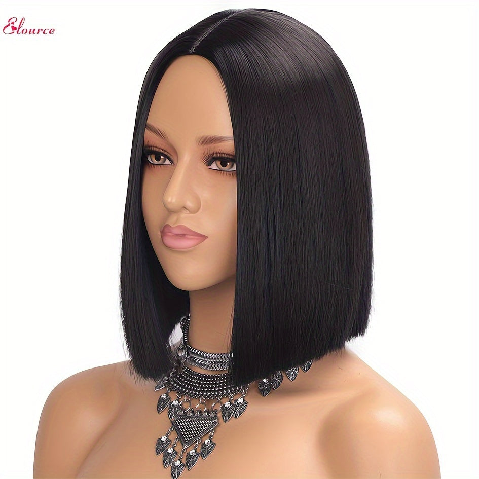 Synthetic Black Wig 30.48 Cm Straight Short Bob Hair Wigs Synthetic Wigs - Perfect For Women's Daily Wear And Special Occasions