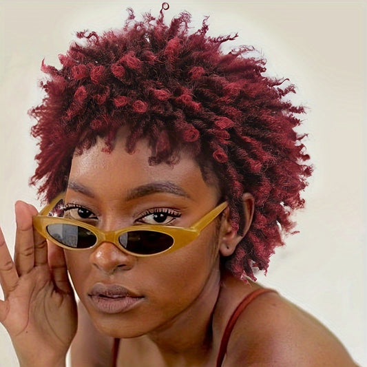 Short Dreadlock Wig Short Afro Curly Braided Wigs For Women Faux Locs Twist Braiding Synthetic Hair Wigs