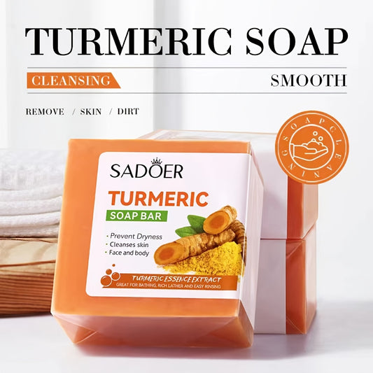 "Turmeric Infused Handmade Soap with Essential Oils - Gentle and Natural Exfoliating Soap for Daily Skin and Hair Care"