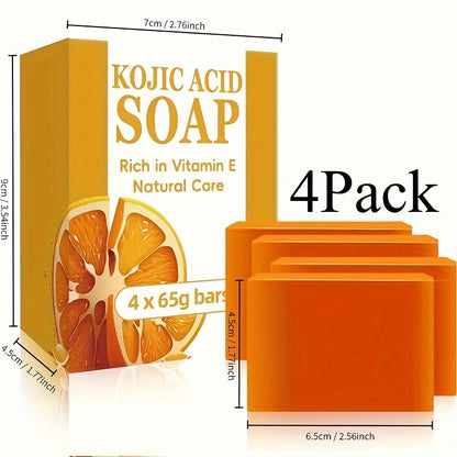 65g*4 Original Kojic Acid Soap, Coconut And Tea Tree Oil, Yeast Acid Soap For Face Enriched With Vitamin E For Body Care, NET WT. 9.16 Oz.