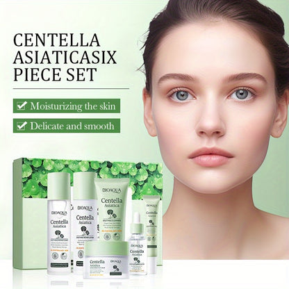 6pcs/set, Centella Asiatica Skin Care Set For Moisturizing And Cleansing Skin, All In One Combo Skin Care Gift Set, Skin-Friendly And Easy To Carry, Gift For Ladies, With High-End Gift Box