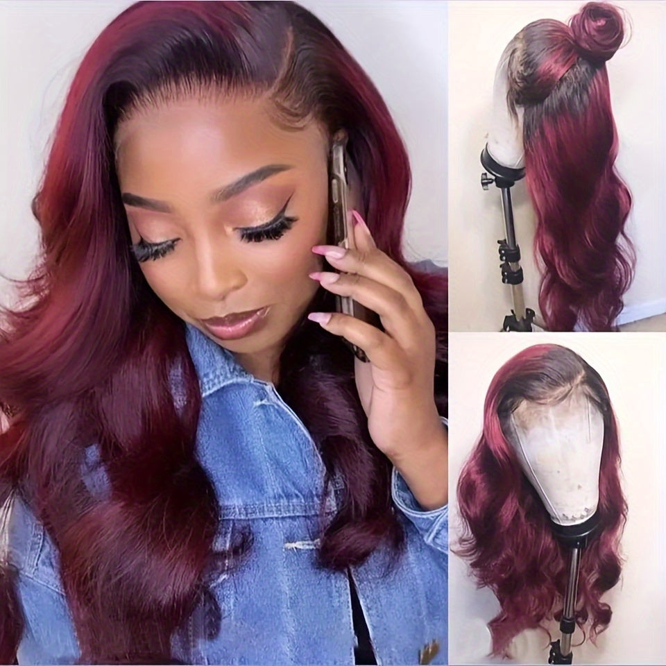 1B 99J 13x4 Body Wave Lace Front Human Hair Wigs For Women HD Transparent Lace Frontal Wig Colored Red Human Hair Wig 150%