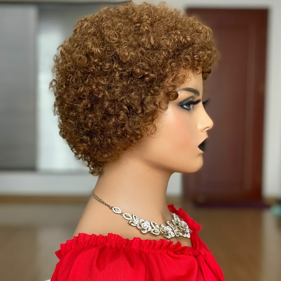 130% Human Hair Wig Pixie Cut Wig Short Curly Wig Human Hair Wig For Women